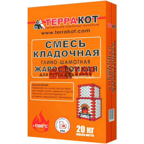 СМЕСЬ КЛАДОЧНАЯ ГЛИНО-ШАМОТНАЯ, 20кг