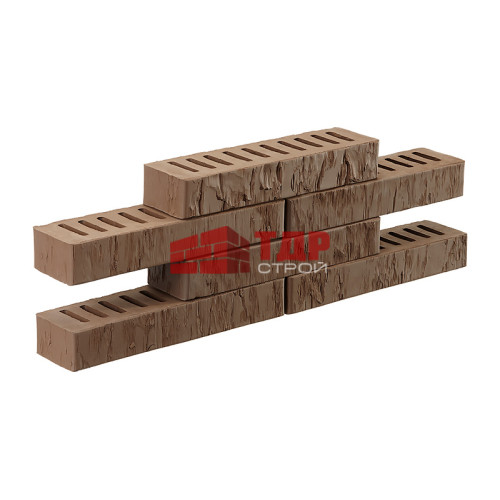 Кирпич ригельный коричневый скала 310х85х50